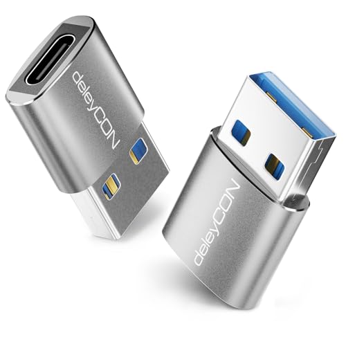 deleyCON USB C Adapter (2 St&uuml;ck) USB 3.0 5Gbps USB C Buchse zu A Stecker Adapter f&uuml;r iPhone 17/16/15 Serie, iPad, Galaxy S25/S24/S23 Serie, A56, A16, Laptop, Notebook, Carplay Usw