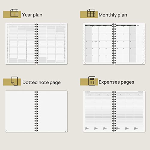 Poprun Planner 2023-2024 (6.5'' X 8.5'') Academic Year Calendar (July 2023 - June 2024) With Hourly Time Slots, Weekly & Daily Appointment Book For Time Management, Vegan Leather Cover - Brown #TOP2
