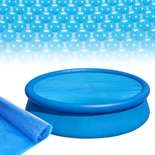 10ft Round Pool Solar Cover for Inground & Above Ground Pools Solar Pool Heater with Bubbles with Bubbles Dustproof Cover Solar Pool Hot Tub Floating Thermal Blanket Insulates Pool Water Blue