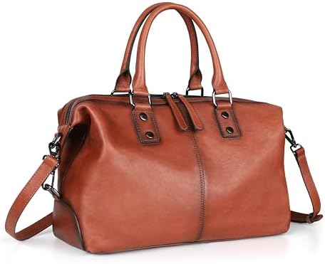 Vintage Genuine Leather Tote Bag for Women Top Handle Shoulder and Crossbody with Gift Box