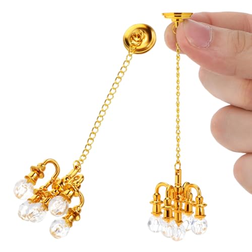 HEALEEP 2Pcs Dollhouse Miniature Chandelier, 1:12 Scale