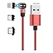 Produktbild Ruibo Sike 3-in-1-Magnetisches USB-Ladekabel, 360 ° & 180 ° drehbar, Ladekabel, 2,4 A, Nylon, gebrannt, dreht, magnetisches Kabel 2M=6ft rot