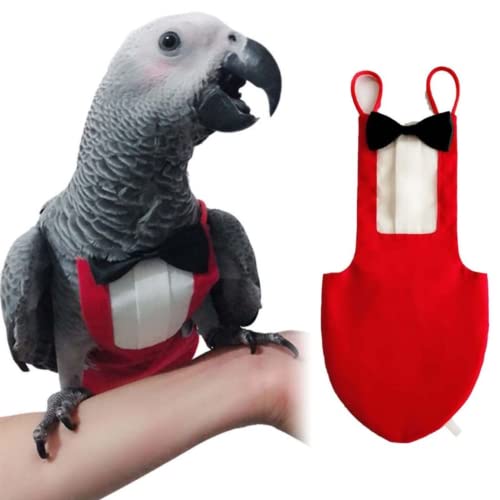 Bird Flight Suits Diapers, Parrot Flight Suits Diapers for Monk Parakeets, Cockatiels Flight Suits, Parrot Clothes, Bird Training Nappy Suit Liners Clothes (X-Large,Red)