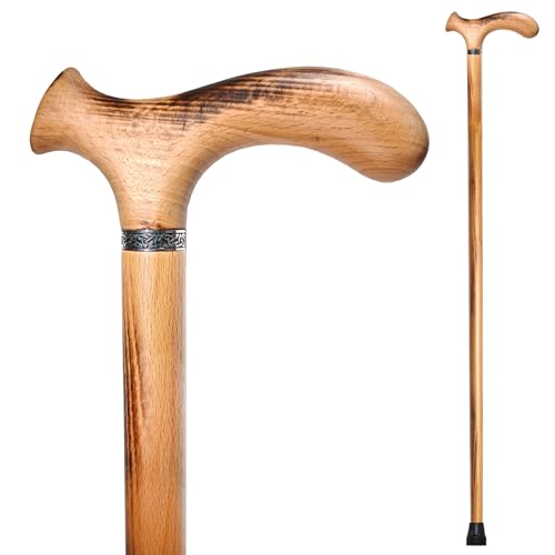 YIVIYAR Walking Stick with 4 Height - Handmade Wooden Walking Sticks for Men & Women, Ergonomic Gents Derby Wood Sticks Cool -Stylish Gents Wooden Walking Cane