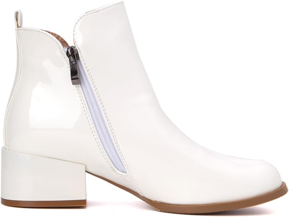 Women's Round Toe Western Chelsea Ankle Boots Side Zipper Chunky Low Heels Dressy Short Booties