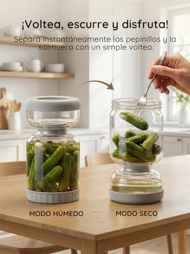 Miniatura 2 de Homnoble Bote Para Aceitunas Con Escurridor, Tarro Aceitunas Separador Liquido, Tarro Para Encurtidos Para Separar El Zumo De Húmedos Y Secos Tapa Abs De Grado Alimentario Y Sin Bpa