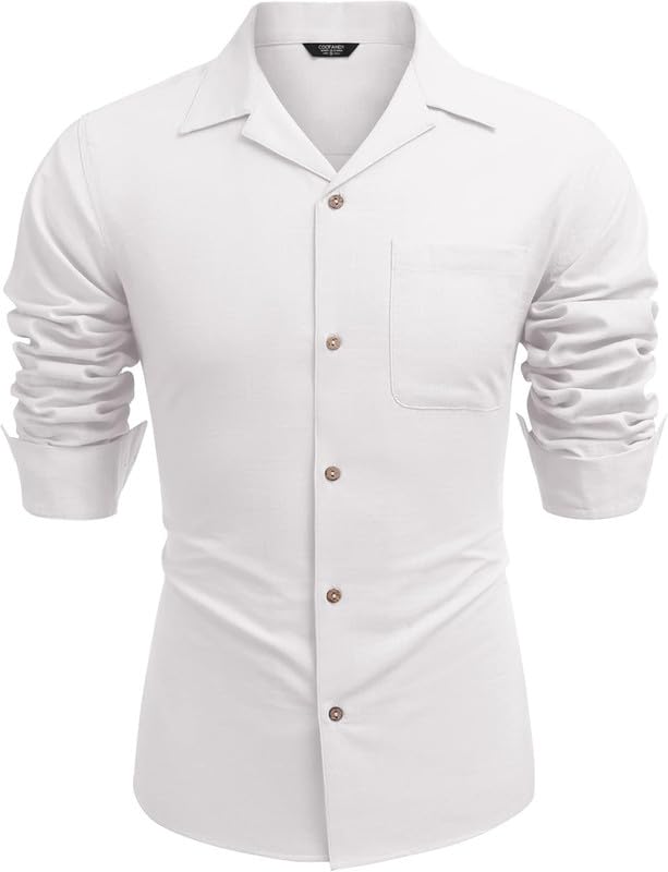 Image of Combo of Men's Casual Cotton Blend Shirt || Long Sleeve Button Down with Spread Collar | Lightweight Breathable Fabric | Stylish Solid Shirt for Beach, Office & Everyday Wear Pack of 2