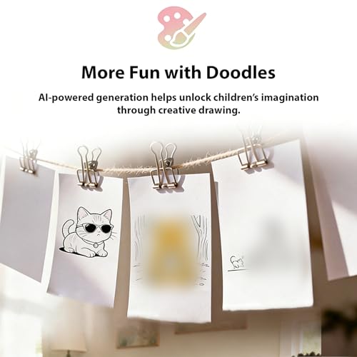 Image of AI Thermal Printer, Voice Control Multi Language, Portable Inkless Wireless Printer 6 Art Styles AI Doodle, 1300mAh, Fun Gifts for Kids DIY Study Notes Scrapbook