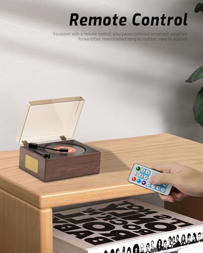 Tragbarer Retro-CD-Player: Hi-FI Bluetooth Musiklautsprecher mit integriertem Akku, Fernbedienung, unterstützt AUX/USB BGM Player für die Dekoration des Hauses, Geschenk für V-Liebhaber