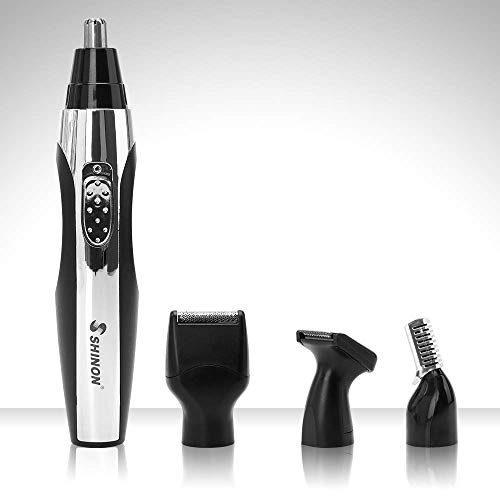 Ear and Nose Hair Trimmer for Men and Women, 4 in 1 Beard Clippers Electric Nose Hair Trimmers/Clippers Removal, Wet/Dry, IPX7 Waterproof, Mute Motor, Double-Edge Stainless Steel Blades