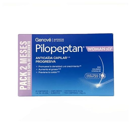 Pilopeptan Woman 5 Alfa Comprimidos | Anticaída Capilar Mujer | Cabello | Alopecia Androgénica | Potencia el crecimiento del Pelo, Fortalece la Fibra Capilar, Antioxidante | 60 Comprimidos