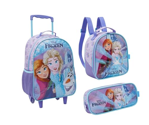 Kit Mochila Com Carrinho Lancheira E Estojo Frozen 13170
