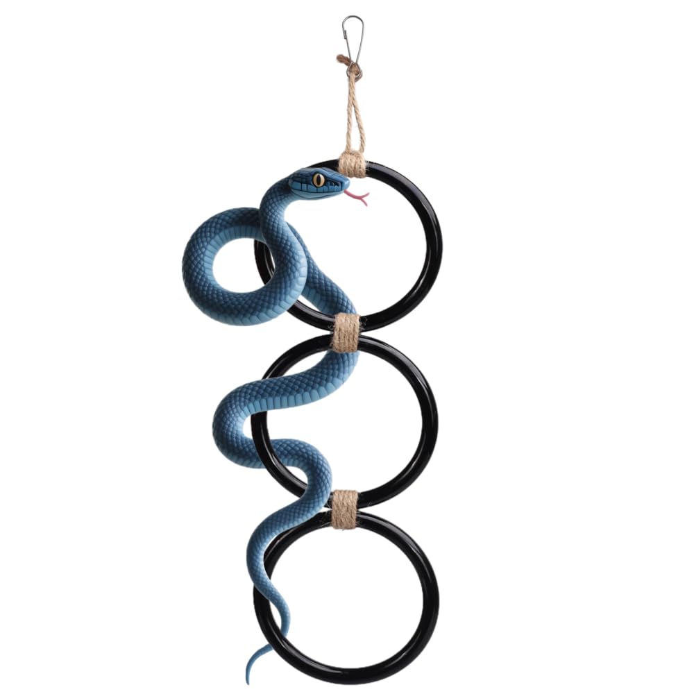 MiOYOOW Snake Climbing Rings, Plastic Corn Snake Enrichment Chain Hanging Ball Python Hoop Toy for Reptile Tank Cage Enclosure
