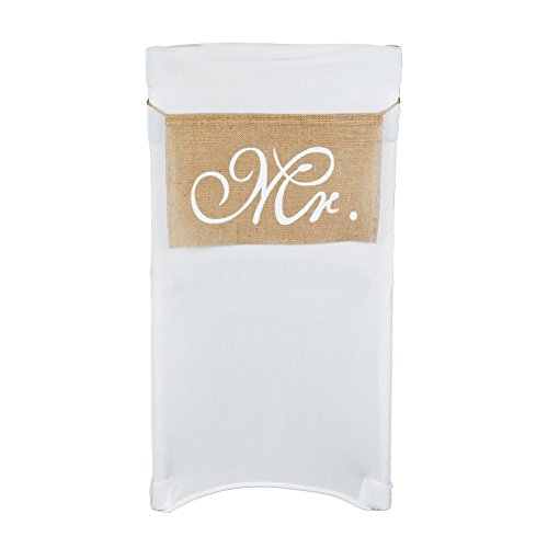Vlovelife 14'' X 9'' Mr & Mrs Burlap Chair Banner Set Chair Sign Garland Rustic Vintage Wedding Photo Background Backdrop Party Chair Decoration - 1 Pair #TOP1