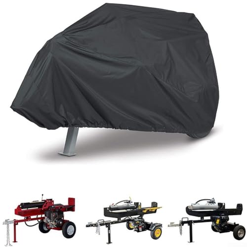 Honseadek Cubierta divisora de madera 420d repelente al agua para exteriores, protección para máquina divisora de troncos con agujeros de ventilación y cordón sintonizable, color negro