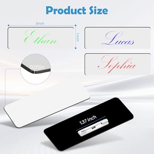 100 etiquetas de nombre con alfileres Baise de 1x3 pulgadas en blanco para personalización 2