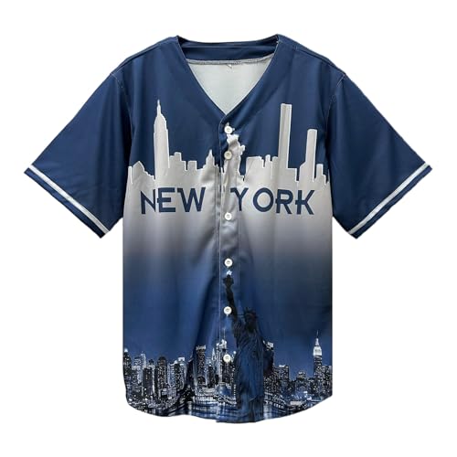 Camisa casual de beisebol City Night Skyline Silhueta Jersey abotoada roupas urbanas roupas de fãs t