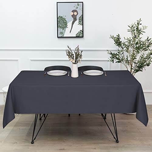 Image of sancua Rectangle Tablecloth - 90 x 156 Inch - Water Resistant Spill Proof Washable Polyester Table Cloth, Decorative Fabric Table Cover for Dining Tables, Buffet Parties and Camping, Grey