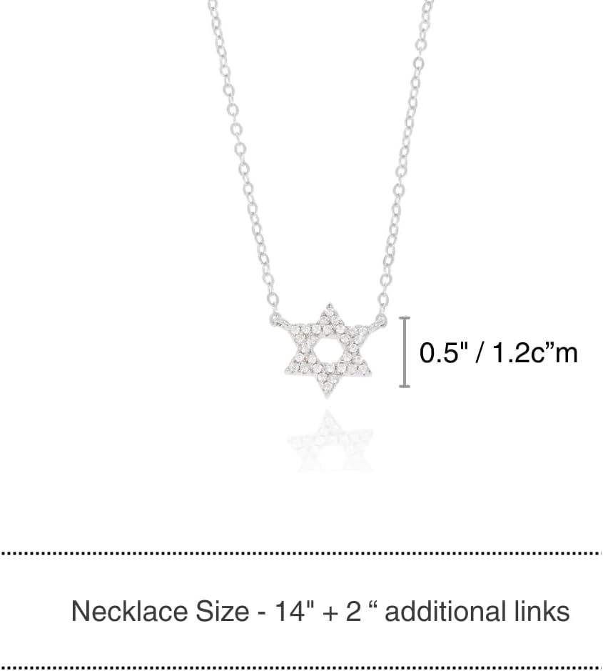 Made In Israel 14K Gold Plated Star of David Necklace for Women – Jewish Symbol Pendant from Israel – Elegant Hebrew With Cubic Zirconia Dainty Religious Jewish Jewelry