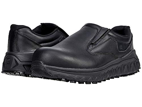 Shoes for Crews Bridgetown, Men's, Women's, Unisex Aluminum Toe (at) Slip On Work Shoes, Slip Resistant, Black, Size 9