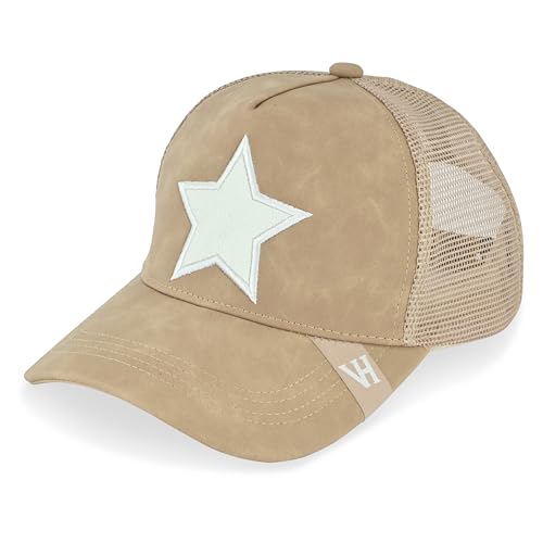 VINTAGE HAVANA Trucker Hats Women | Mesh Adjustable Snapback Hat | Men & Women Cute Trendy Fashion Baseball Cap One Size Camel/White