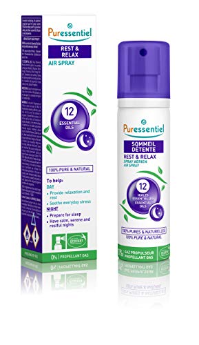 Puressentiel Rest & Relax Air Spray 75ml - Create a Relaxing Space Ready for a Rejuvenating Sleep - 100% Natural - 12 Essential Oils Including Lavender and Chamomile