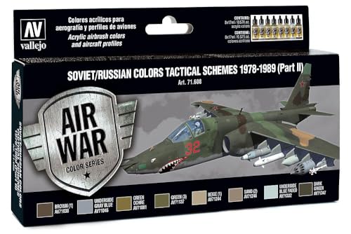Vallejo VJ71608 - Air War Color Series Soviet/Russian Colors Tactical Schemes 1978-1989 (Part II) - Vj71608, Multi
