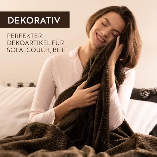 English Home Flannel Fleece Double Blanket Super Soft Warm Cozy Fluffy Blanket Bed Throw for Bedroom Bedspread Coverlet Bed Cover 150x200 cm Chocolate
