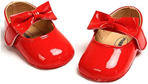 RVROVIC Baby Girls Ballerina Mary Jane Flats Toddler Girl Princess Dress Shoes Soft Infant Crib Shoes(0-6 Months Infant, 0-Red)
