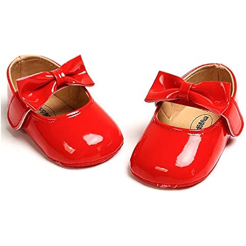 RVROVIC Baby Girls Ballerina Mary Jane Flats Toddler Girl Princess Dress Shoes Soft Infant Crib Shoes(6-12 Months Infant,2-Red) Cover