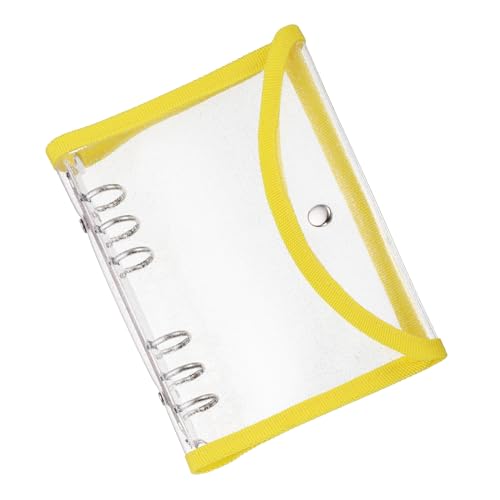 Couverture de classeur transparent A6 jaune PVC souple bouton-pression pour protege cahier