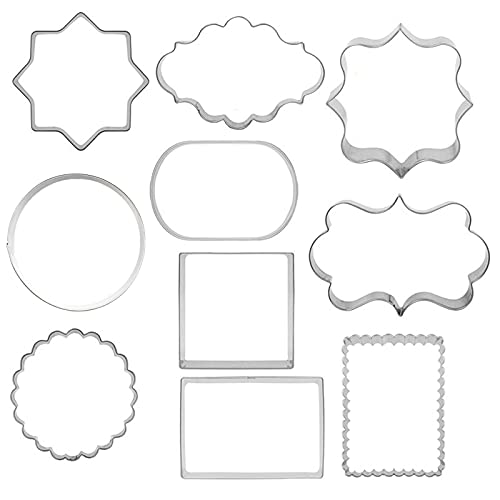 Fancy Plaque Cookie Cutters Set Of 10 Pcs, Stainless Steel Wedding Frames Shaped Fondant Cutter Molds Baking Diy #TOP2