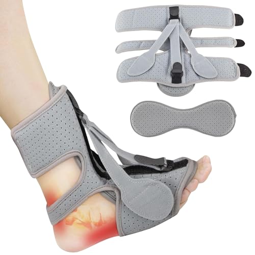 PCKOBEVER Plantar Fasciitis Night Splint, Adjustable Night Splints for Plantar Fasciitis, Foot Support for Pantar Fasciitis，Ankle Brace For Achilles Tendonitis, Heel Tendonitis Pain Relief (Grey)