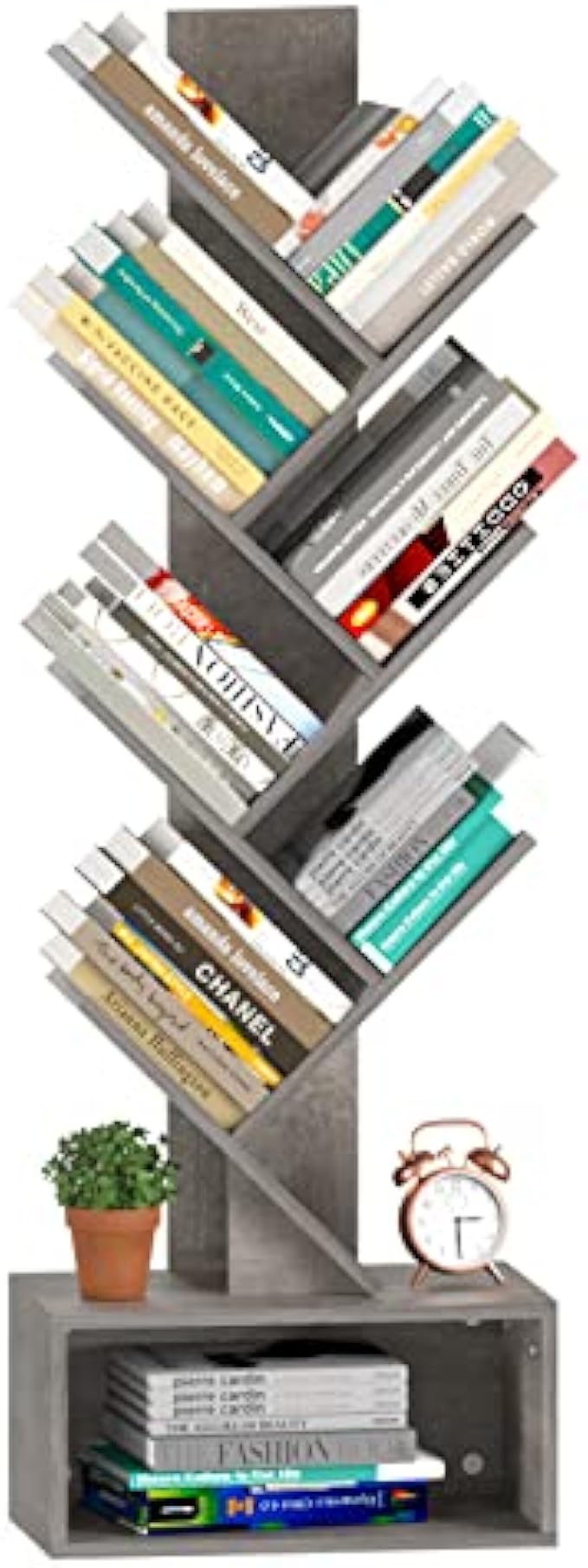 Yoobure Tree Bookshelf - 6 Shelf Retro Floor Standing Bookcase, Tall Wood Book Storage Rack for CDs/Movies/Books, Utility Book Organizer Shelves for Bedroom, Living Room, Home Office Green