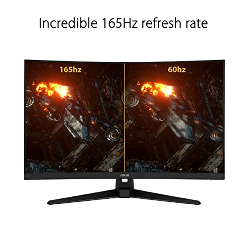ASUS TUF Gaming VG27WQ1B Curved Gaming Monitor, 27" WQHD (2560x1440), 165Hz(Above 144Hz), Extreme Low Motion Blur, Adaptive-sync, FreeSync Premium, 1ms (MPRT), HDR10 - Immagine 2