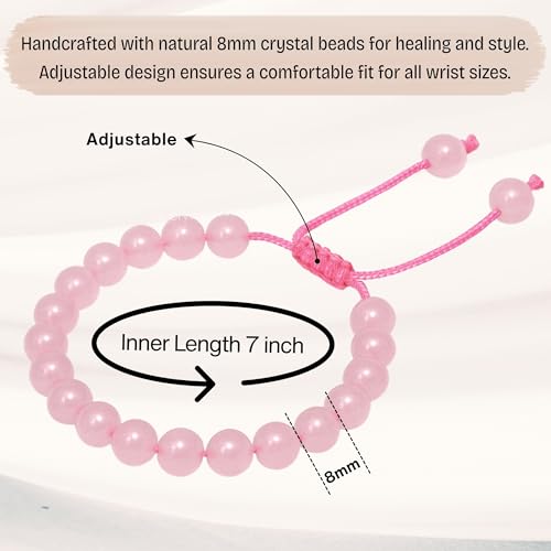 Image of Certified Rose Quartz Bracelet For Women Men With Healing Crystal