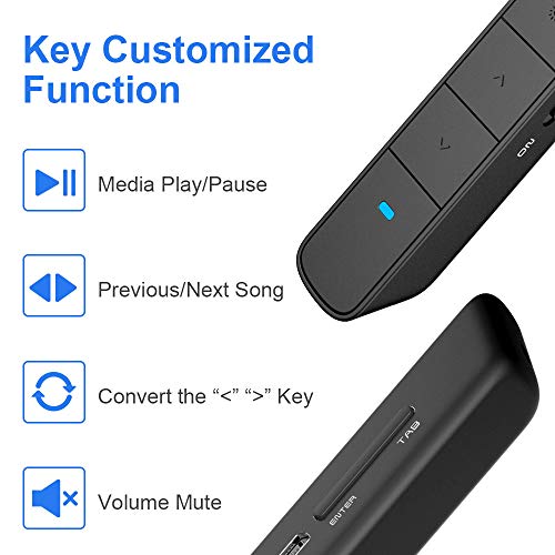 Image of Rechargeable Presentation Clicker with Green Light Pointer for presentations, PowerPoint Clicker for Presentation Remote, Long Range Wireless Presenter (Black - N75)