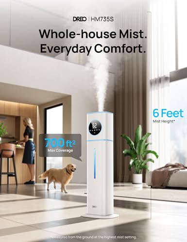 Image of DREO 11L Smart Humidifier Large Room 700 ft, Humidifiers for Bedroom, 100H | 26dB Quiet, Auto Mode, APP & Remote Control, Clean Tank Technology, RGB Light, Aroma Box, Cool Mist Humidifier HM735S, Blue