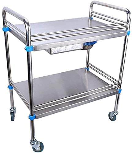 Bsetain Medical Cart Household Utility Carts, Lab Cart Mobile Trolley Serving Equipment Stainless Steel Trolley-Medical Surgery Cart Surgical Car Clinic Infusion Car Beauty Salon Practical