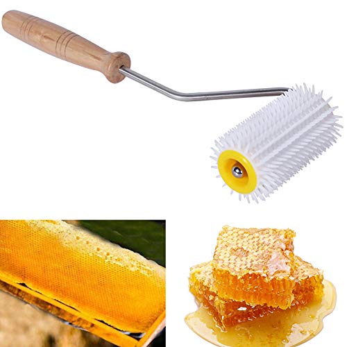 Mayyou Honey Uncapping Roller Beekeeping Bee Comb Extracting Needle Roller Tool Beekeeping Equipment Bee Hive Hand Tool with Wooden Handle