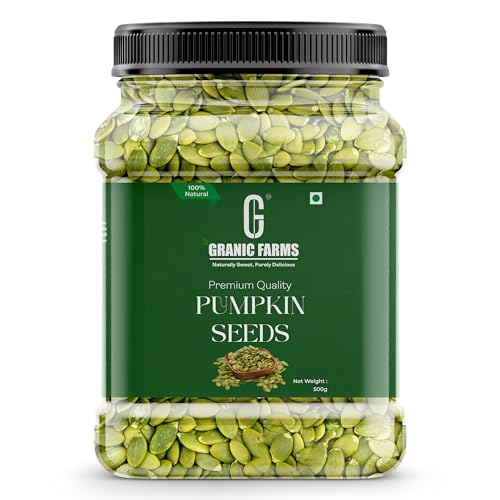 Image of Granic Farms Raw Pumpkin Seeds 500gm - Premium AAA Grade Superfood | High in Protein, Fiber & Antioxidants | Boosts Immunity & Supports Weight Management | Perfect Healthy Snack for Eating, Salads & Smoothies (500GM)