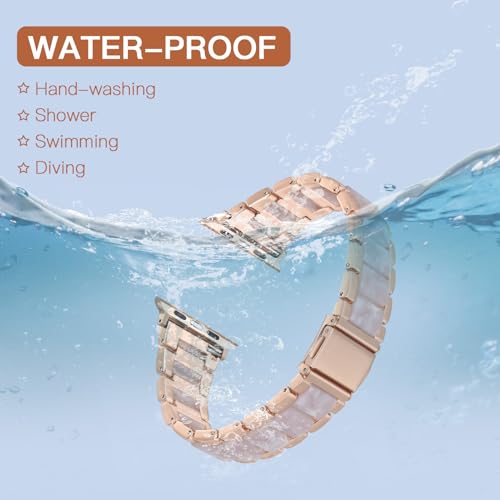 CRIS-BAND Compatible with Resin Apple Watch Bands Series 7/8/9/10/11 46mm 45mm 44mm 42mm for Women,Fancy Strap for iWatch Ultra 3/2 49mm Series 6/5/4/3/2/1/SE3 Slim Light Bracelet Wristband