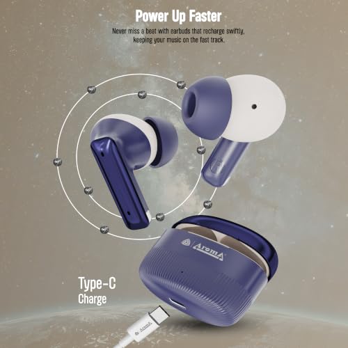 Image of AROMA TWS30 Upto 50Hr Playtime*, Dual Paring, BT V5.3, Fast Charging, Heavy Bass Bluetooth