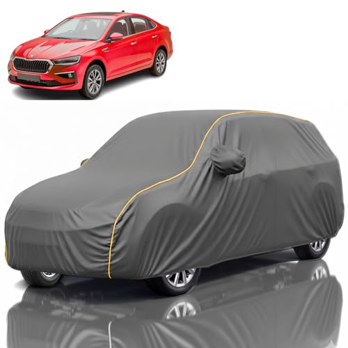 Image of Kayme Compatible with Grey Slavia Car Cover Waterproof Car Body Cover for All Weather Proof & Full Bottom Elastic, Triple Stitching with 100% Nail Proof Cover