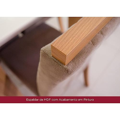 Conjunto Sala de Jantar Mesa Tampo MDF com 4 Cadeiras Marie Nature/Off White/Marrom Amêndoa