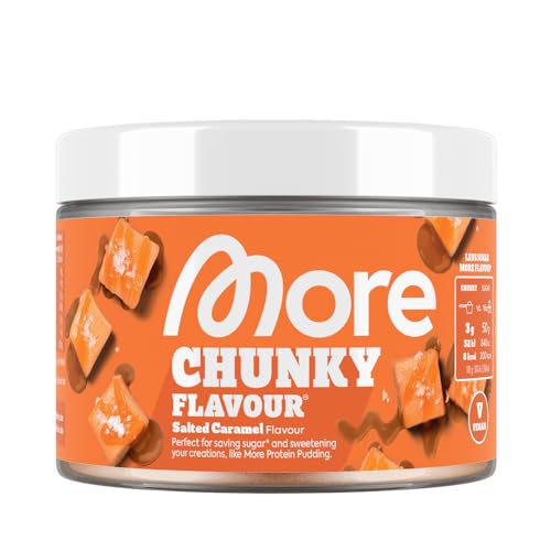 MORE Chunky Flavour, Salted Caramel, 150 g, vegan, Geschmackspulver zum Süßen, ohne viel Zucker und Kalorien, mit Inulin und Laktase - made in Germany