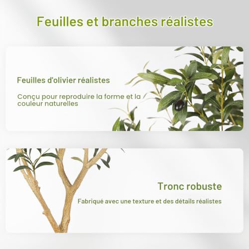 FEELEAD Olivier Artificiel 150cm,réaliste d'intérieur avec Pot décoratif – vue 4