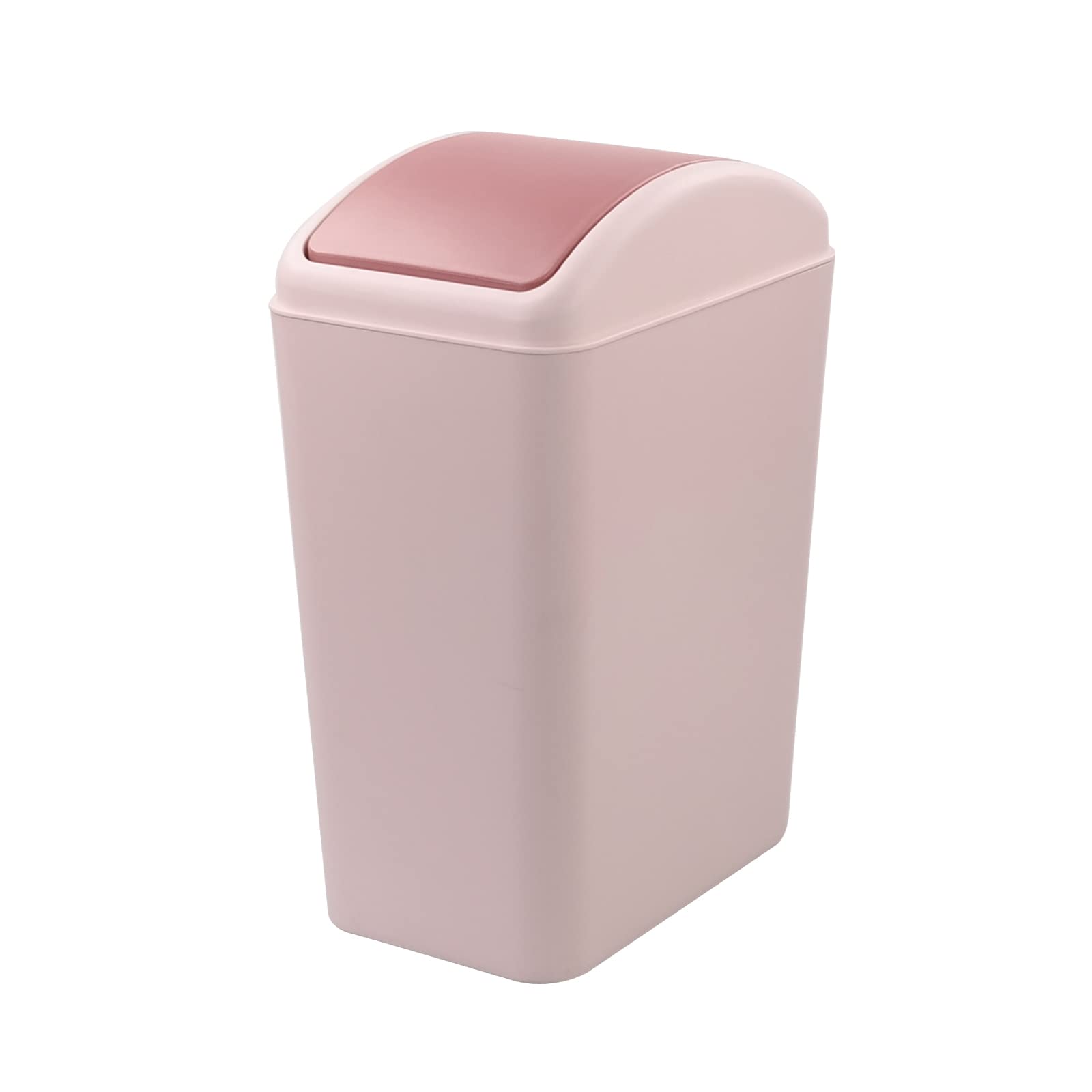 Parlynies 15 L Swing Top Trash Can for Home Office School Bathroom, Rubbish Dustbin Plastic Small Waste Bin (Pink)