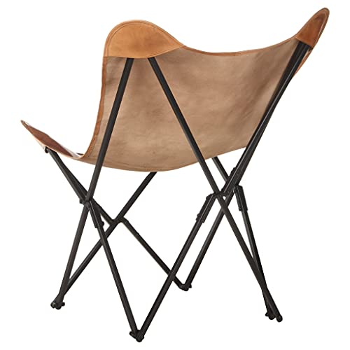 Butterfly Chair Comfy Portable Folding Saucer Chair Leather Living Room Chair For Bedroom Living Room Dorm, Folding Iron Frame, Brown #TOP3