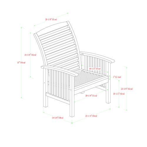 Walker Edison Rendezvous Modern 2 Piece Solid Acacia Wood Slat Back